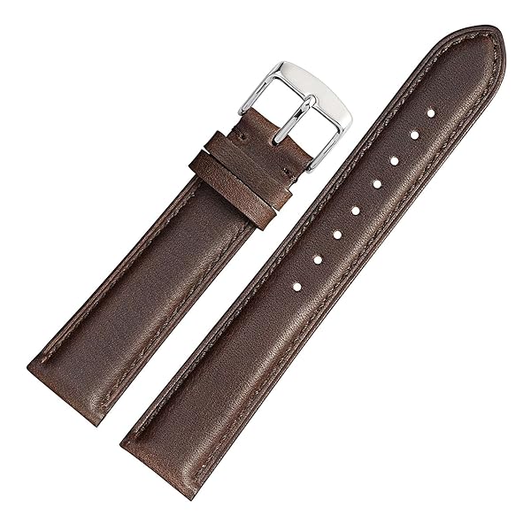 WOCCI WOCCI 23mm Vintage Leather Watch Band Dark Brown for Men and Women with Silver Buckle - View 10 of 11