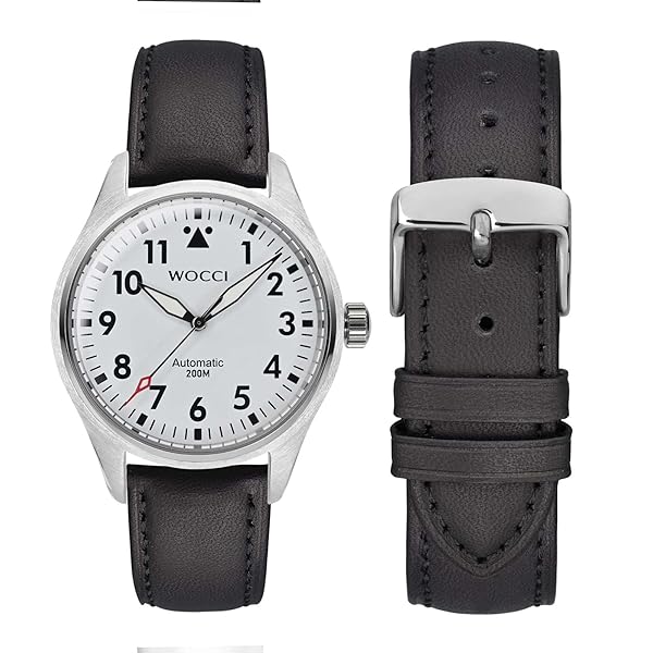 WOCCI WOCCI 23mm Vintage Leather Watch Band for Men and Women with Silver Buckle in Black - View 5 of 9