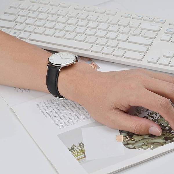 WOCCI WOCCI 23mm Vintage Leather Watch Band for Men and Women with Silver Buckle in Black - View 6 of 9