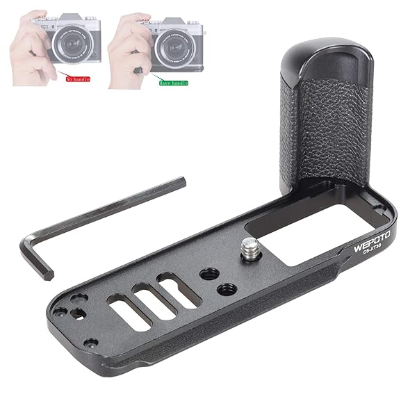 WEPOTO Buy WEPOTO XT30-C Hand Grip Quick Release Plate L Bracket for Fujifilm X-T30/X-T20/X-T10 - Durable Aluminium & Leather - View 5 of 9