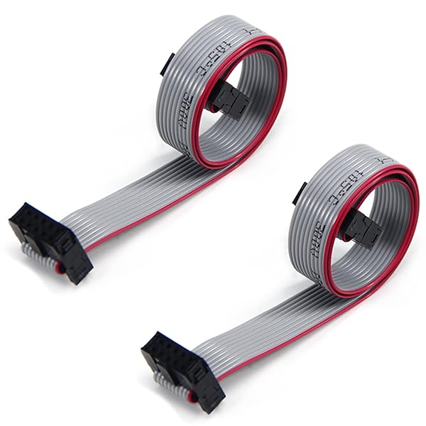 Fielect Fielect 2pcs IDC 10 Pin Gray Flat Ribbon Cable Connector 30cm 2.54mm Pitch for Fast and Reliable Connections