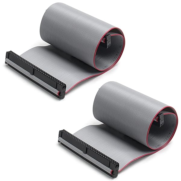 Fielect Fielect 2pcs IDC 64 Pin Connector Gray Flat Ribbon Cable 30cm 2.54mm Pitch for Reliable Connections