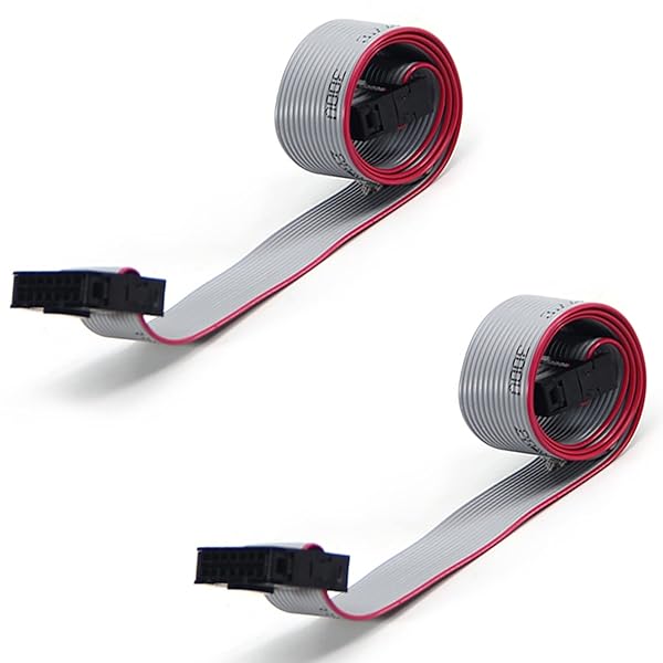 Fielect Fielect 2pcs IDC 14 Pin Connector Gray Flat Ribbon Cable 30cm 2.54mm Pitch for Reliable Connections