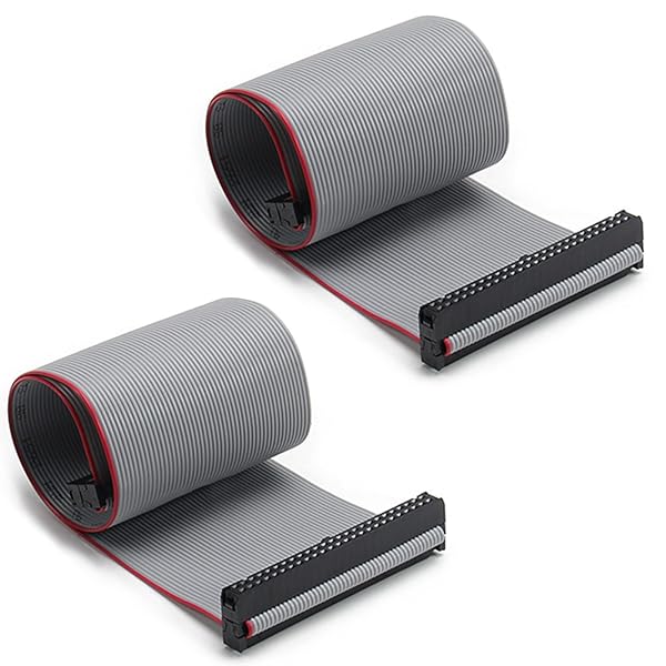 Fielect 2pcs IDC 50 Pin Connector Gray Flat Ribbon Cable 30cm 2.54mm Pitch for Reliable Connections