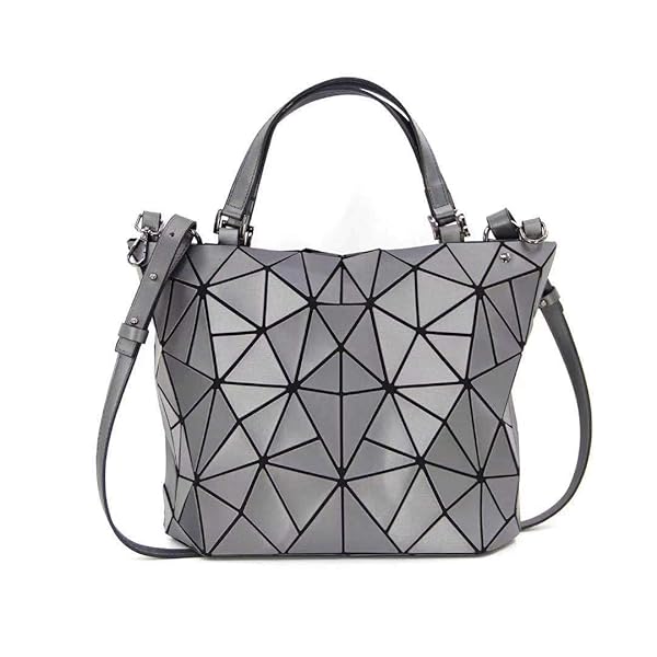 Kbinter Shop Kbinter Geometric Luminous Handbags: Eco-Friendly Rainbow Holographic Purses in Silver - Large Size Available!