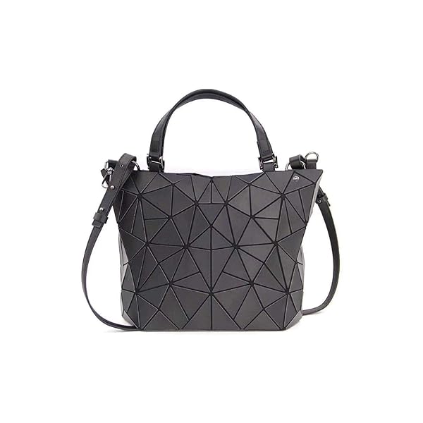 Kbinter Shop Kbinter Geometric Luminous Handbags: Eco-Friendly Rainbow Holographic Purses in Black - Large Size Available!