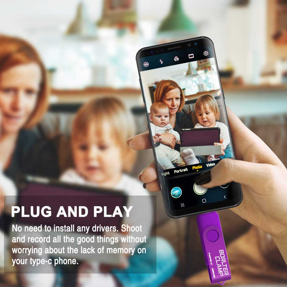 BorlterClamp 64GB USB Type-C Flash Drive Dual Port for Android Smartphones Tablets and Computers Red - View 3 of 6