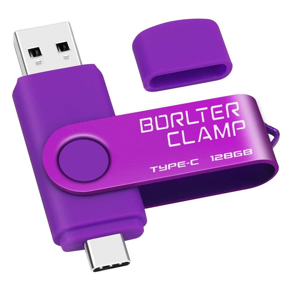 BorlterClamp 64GB USB Type-C Flash Drive Dual Port for Android Smartphones Tablets and Computers Red