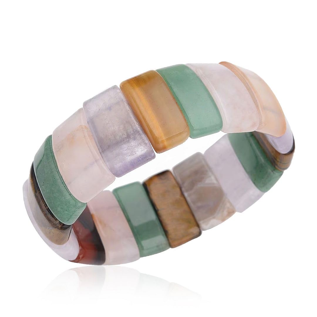 SHOP LC Rose Quartz Stretch Bracelet for Women and Men - Trendy Pink Jewelry for Anxiety and Beachy Vibes - Perfect Birthday Gift