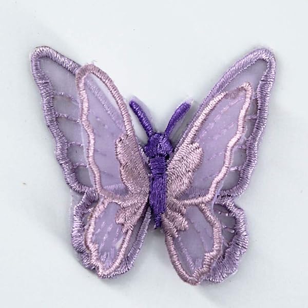 SUNMOVE 10pcs SUNMOVE Embroidery Butterfly Iron-On Patches for Wedding & DIY Crafts - Purple Applique (1.96x1.96 inch) - View 3 of 4