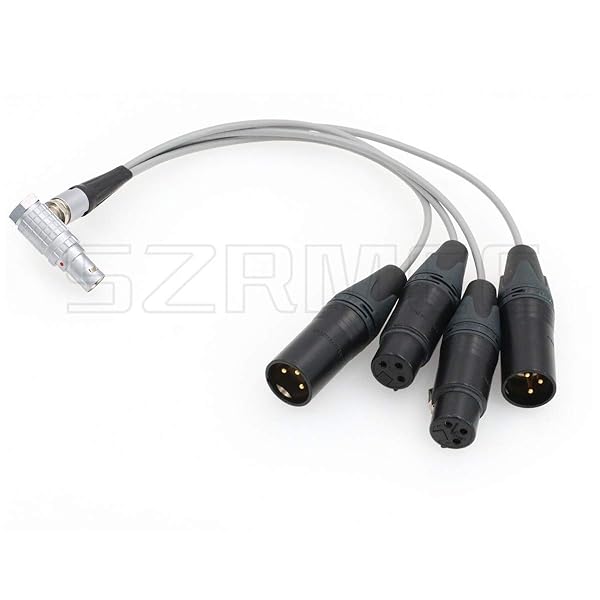 SZRMCC SZRMCC Mic Audio Breakout Cable 10 Pin to 4X XLR 3 Pin for Atomos Shogun Inferno Monitor Recording Right Angle - View 7 of 7