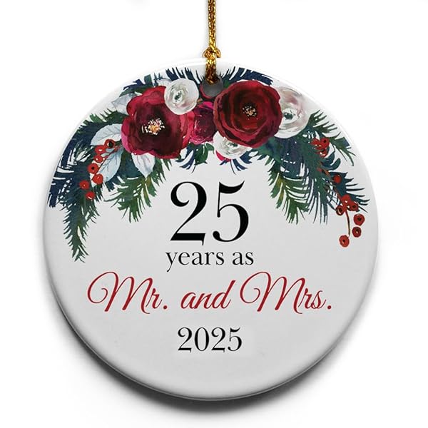 25 Year Anniversary Ornaments for Him Her Unique Christmas Tree Decorations for Couples Perfect Gift Ideas for Parents