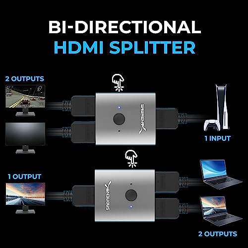 SABRENT Buy SABRENT Dual HDMI Switch: 4K, 2K, 3D Support for Xbox, PS5, Roku & Fire Stick - Aluminum Design - View 4 of 7