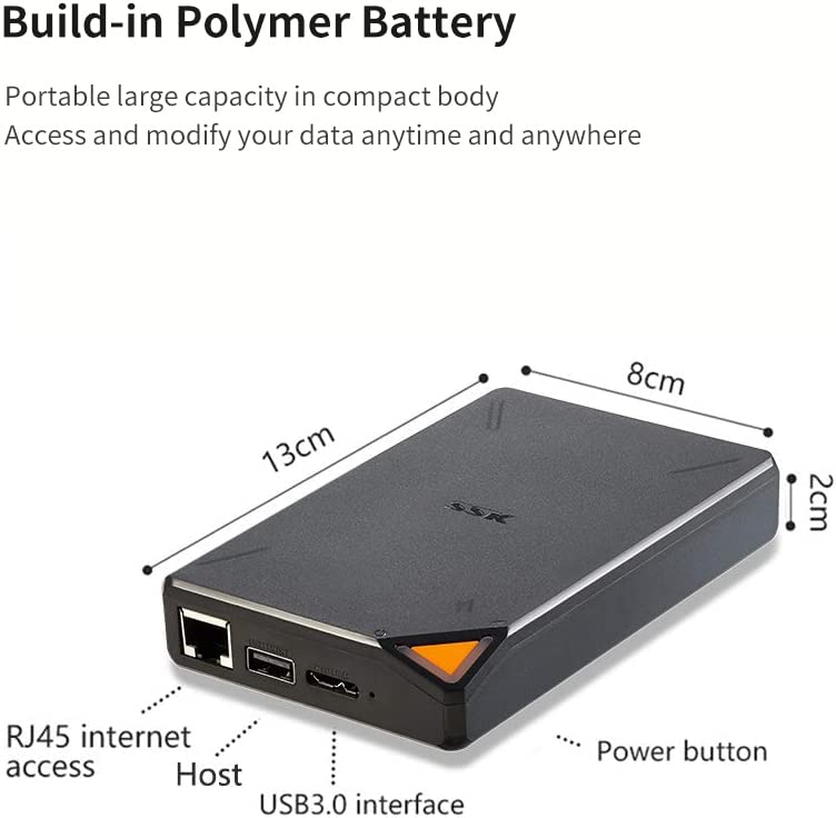 SSK SSK 1TB Wireless Portable NAS: Travel-Friendly Cloud Storage with Auto-Backup & SD Card Reader for iPhone, iPad & Laptops - View 2 of 6