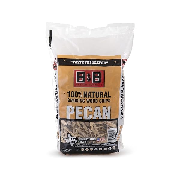 B&B Charcoal Premium B&B Charcoal Wood Chips - Pecan Flavor, 180 CUIN for Perfect BBQ Grilling