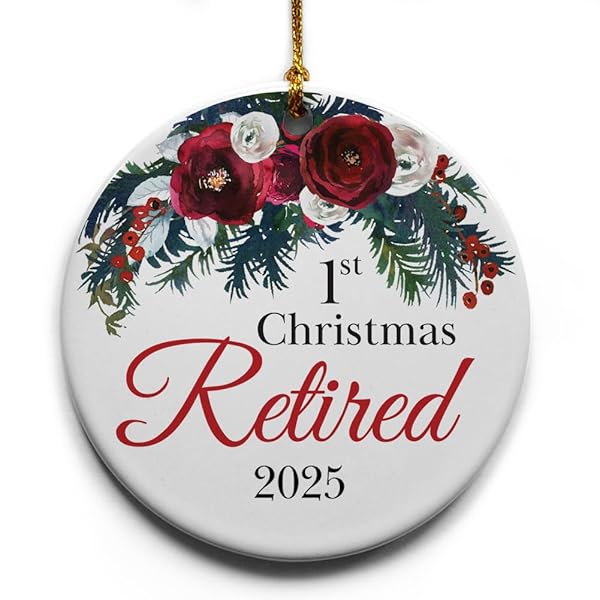 1st Retired Christmas Ceramic Tree Ornament 2875 Inch Round Holiday Keepsake Gift Box Perfect Retirement Gifts for Women or Men