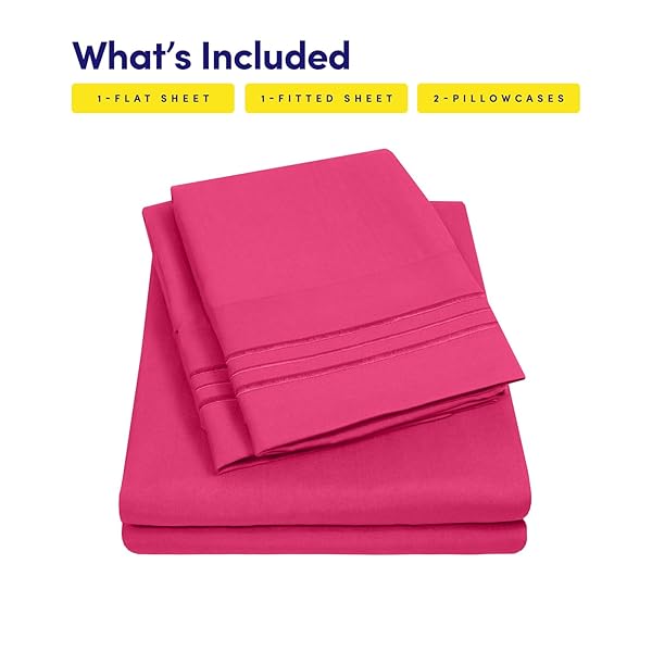 Sweet Home Collection 1500 Supreme Collection Fuschia Full Sheet Set Luxury Hotel Quality Extra Soft Deep Pocket Bed Sheets and Pillowcases for Full Mattress - View 3 of 8