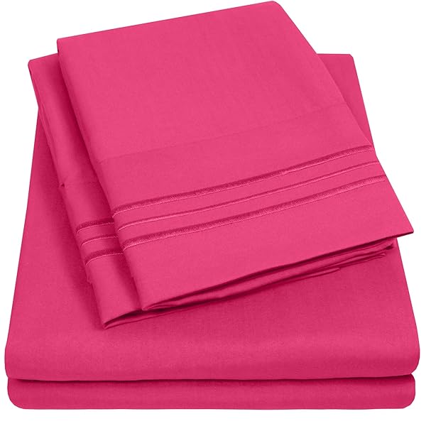 Sweet Home Collection 1500 Supreme Collection Fuschia Full Sheet Set Luxury Hotel Quality Extra Soft Deep Pocket Bed Sheets and Pillowcases for Full Mattress