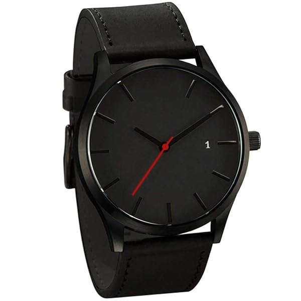 LsvtrUS LsvtrUS Men's Minimalist Quartz Wristwatch Black Leather Stylish Timepiece