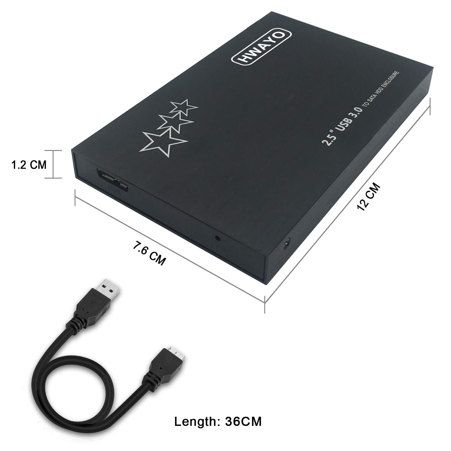 HWAYO HWAYO 250GB Portable External Hard Drive Ultra Slim USB 3.0 for PC Laptop Mac Chromebook Xbox One Black - View 3 of 8