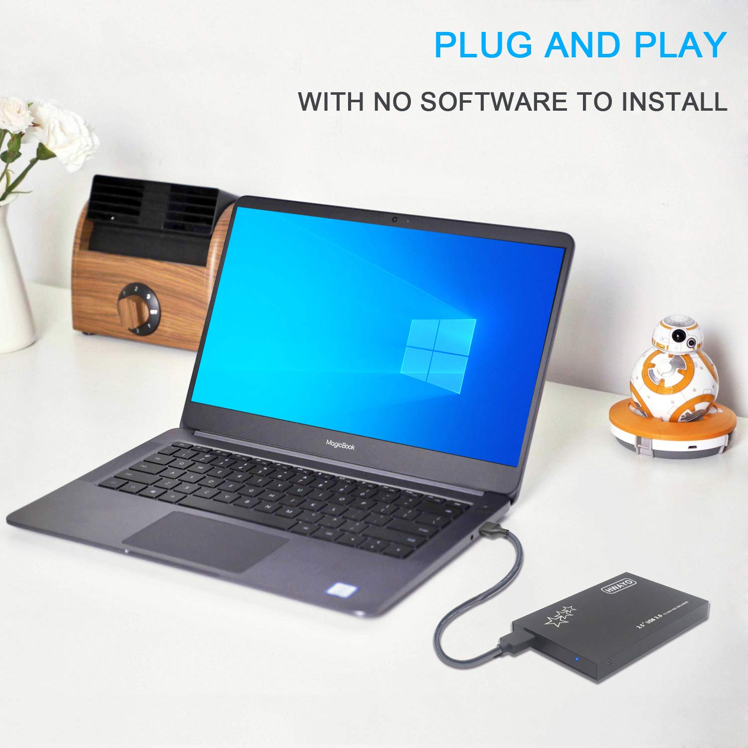 HWAYO HWAYO 250GB Portable External Hard Drive Ultra Slim USB 3.0 for PC Laptop Mac Chromebook Xbox One Black - View 4 of 8