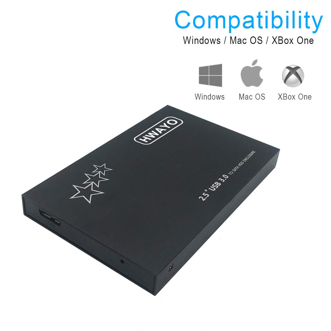 HWAYO HWAYO 250GB Portable External Hard Drive Ultra Slim USB 3.0 for PC Laptop Mac Chromebook Xbox One Black - View 5 of 8