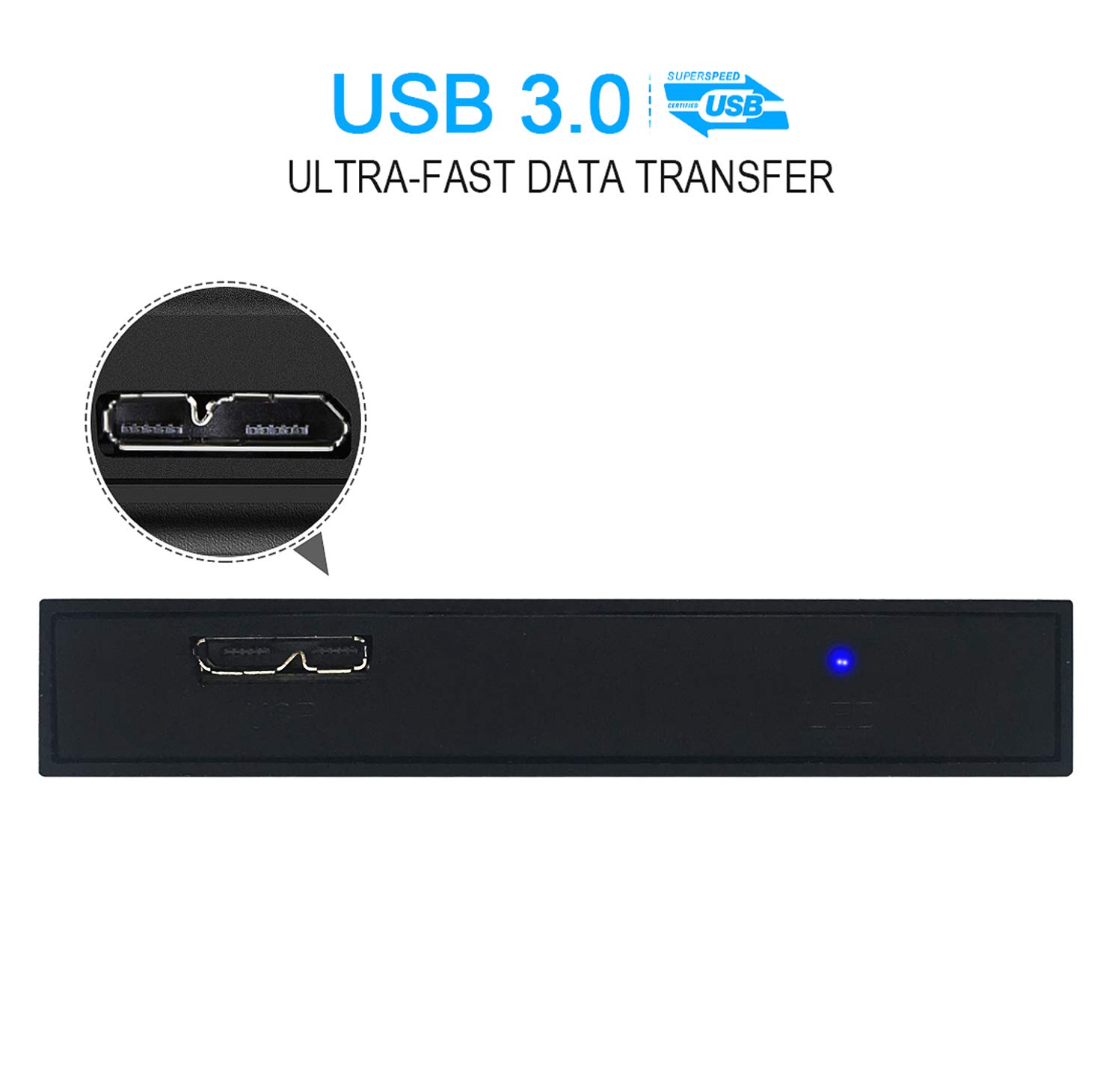 HWAYO HWAYO 250GB Portable External Hard Drive Ultra Slim USB 3.0 for PC Laptop Mac Chromebook Xbox One Black - View 6 of 8