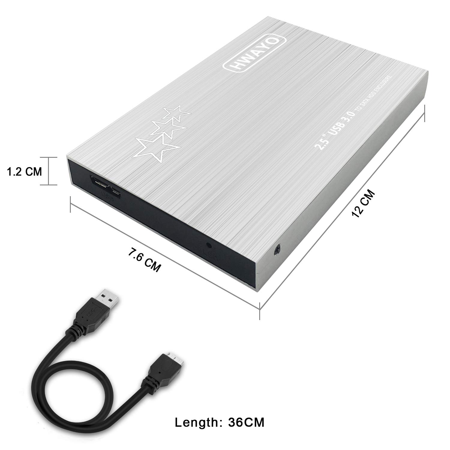 HWAYO HWAYO 1TB Portable External Hard Drive Ultra Slim USB 3.0 for PC Laptop Mac Chromebook Xbox One Silver - View 3 of 7
