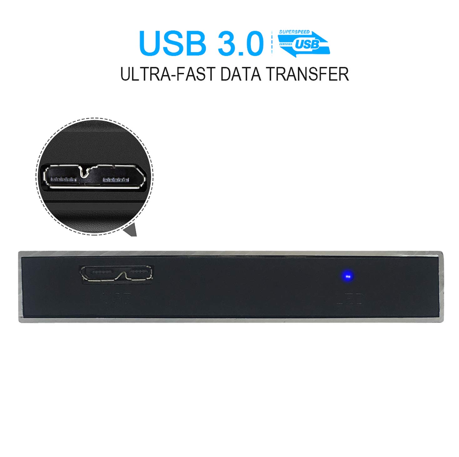 HWAYO HWAYO 1TB Portable External Hard Drive Ultra Slim USB 3.0 for PC Laptop Mac Chromebook Xbox One Silver - View 6 of 7