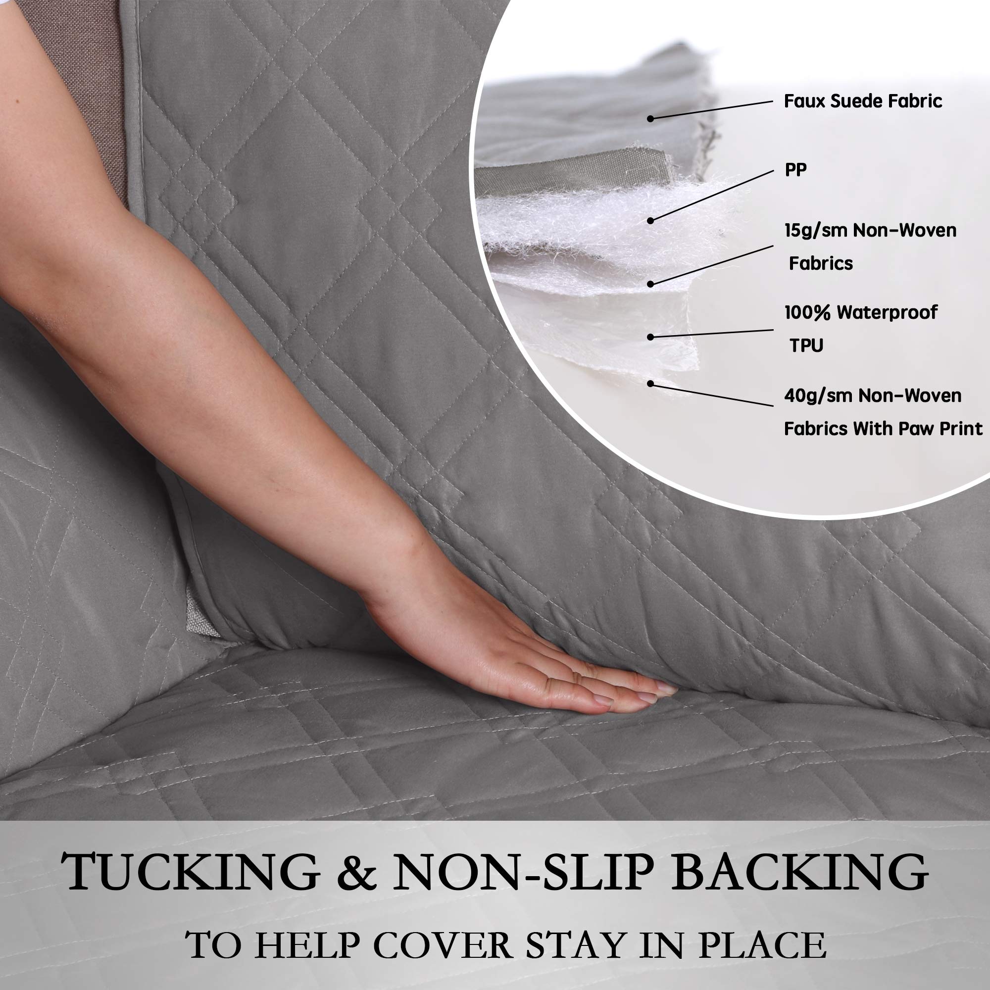 Turquoize Turquoize Waterproof Recliner Chair Cover for Small Recliners Quilted Pet Protector Soft Cotton Finish Non Slip Dove Color - View 5 of 7