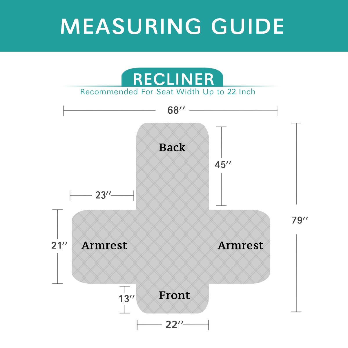 Turquoize Turquoize Waterproof Recliner Chair Cover for Small Recliners Quilted Pet Protector Soft Cotton Finish Non Slip Dove Color - View 6 of 7