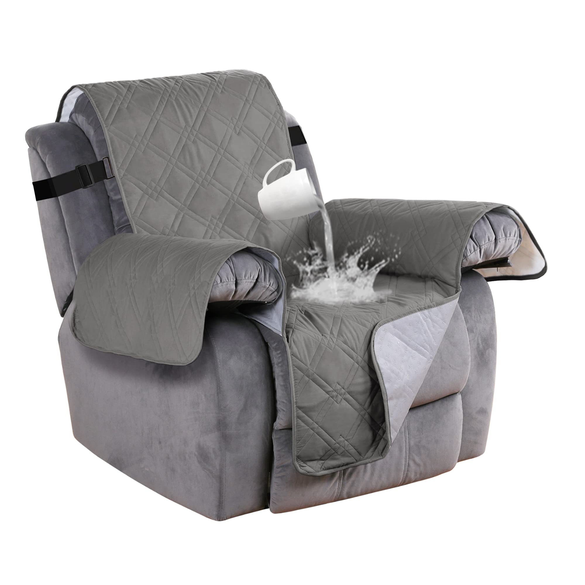 Turquoize Turquoize Waterproof Recliner Chair Cover for Small Recliners Quilted Pet Protector Soft Cotton Finish Non Slip Dove Color