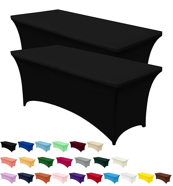 Utopia Kitchen Utopia Kitchen 2-Pack Black Spandex Tablecloths - Fitted, Washable & Wrinkle-Resistant for Events & Parties (6FT Rectangular)