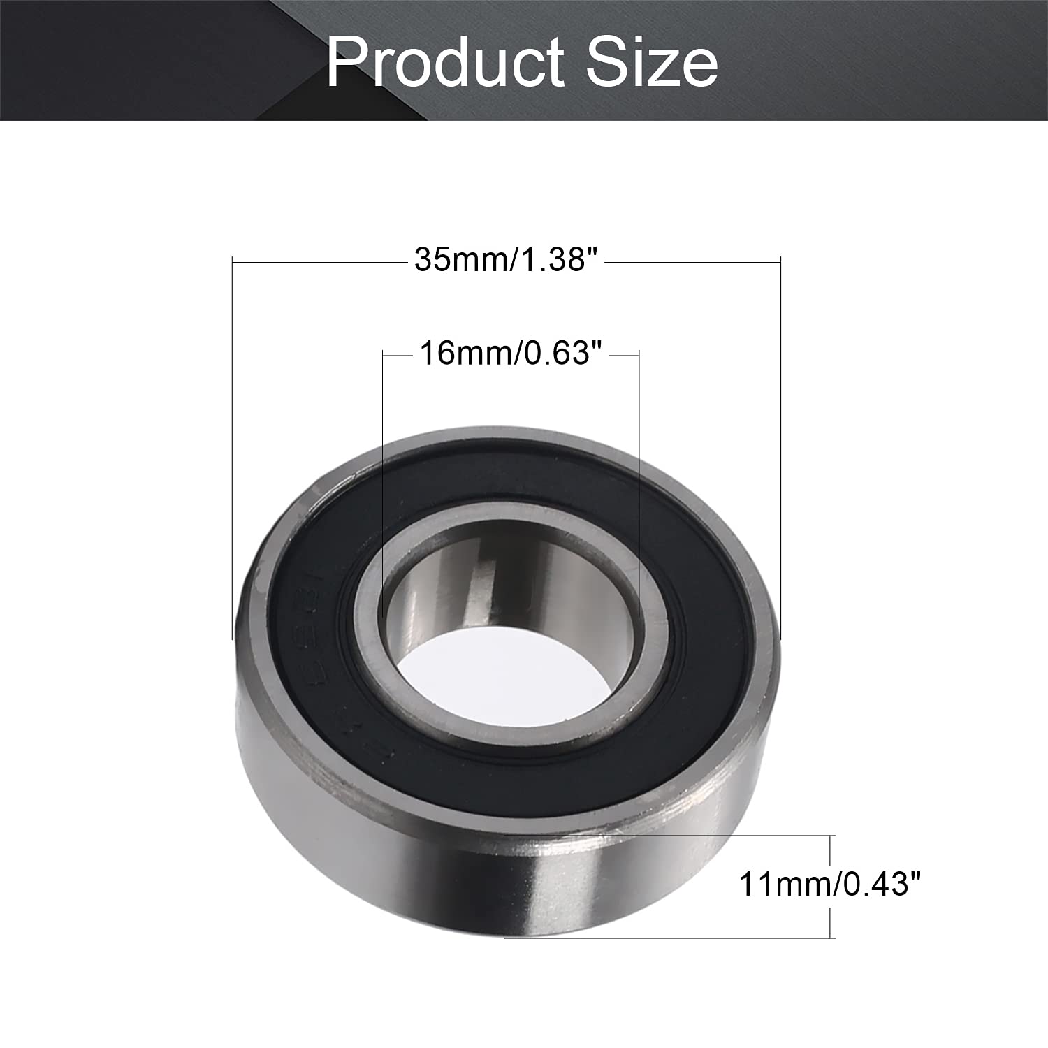 Othmro Othmro 2pcs 1623 2RS Deep Groove Ball Bearings High Carbon Steel 15.9mmx34.9mmx11.1mm Double Shielded P0 Quality Bearings - View 2 of 9