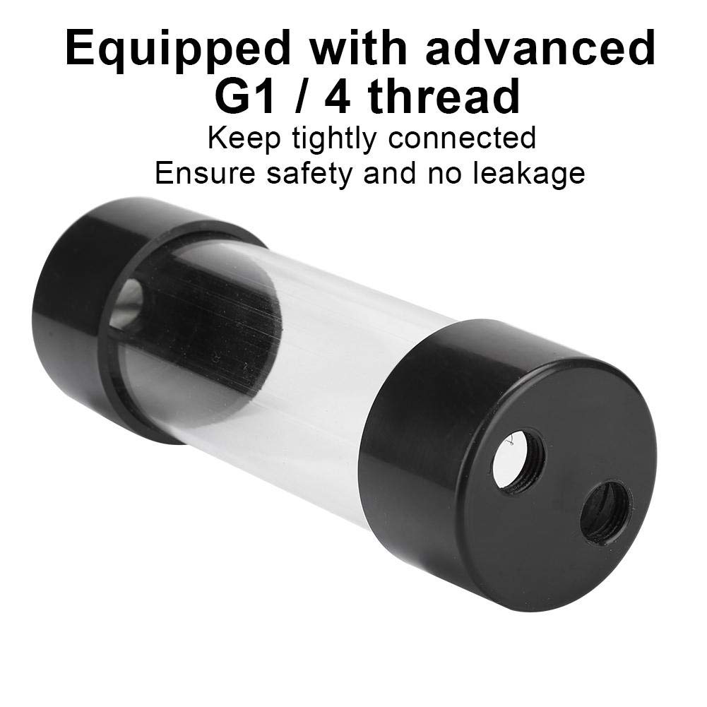 ASHATA ASHATA Cylinder Water Cooling 150mm Transparent Fast Cooling G1/4 Thread Heat Exchanger Reservoir Radiator for PC Components - View 4 of 8