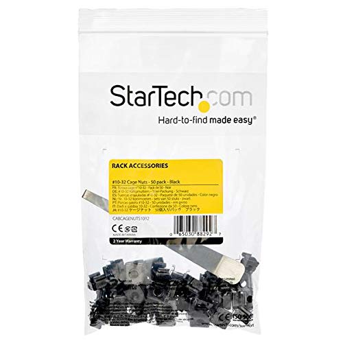 StarTech.com 10-32 Cage Nuts 50 Pack Rack Mount Clip Nuts for Square Hole Server Rack Black TAA - View 4 of 4