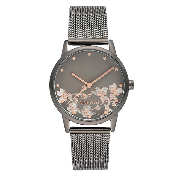 Shop Nine West Women's Gunmetal & Silver-Tone Mesh Bracelet Watch NW/2429FLGY - Stylish & Affordable Timepiece