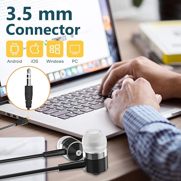 ZXFYE ZXFYE Bulk Wired Earbud Headphones 10 Pack Mixed Colors Compatible with iPhone Smartphone Computer Laptop MP3 for School and Classroom - View 5 of 7