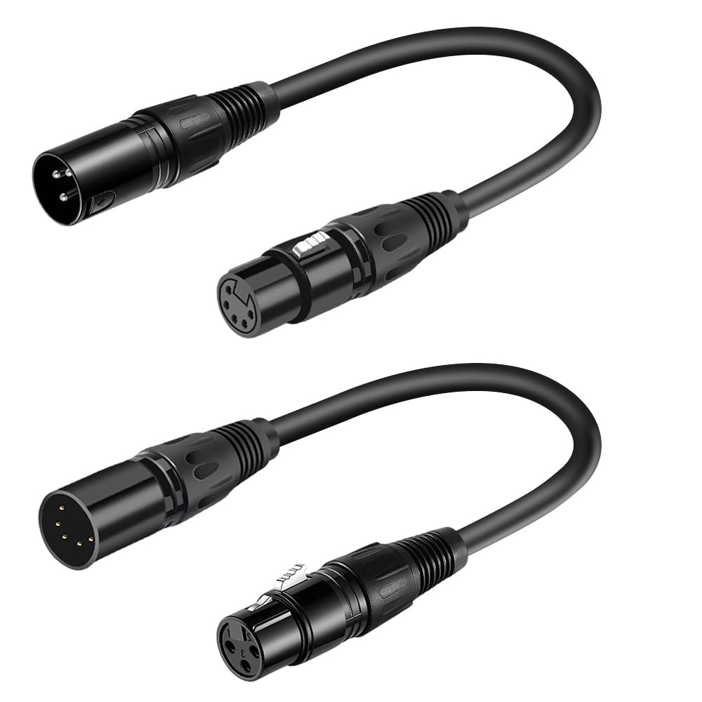 SiYear XLR Male to Female 5 Pin and Female 3 Pin to Male 5 Pin Audio Cable Set for Microphone and DMX Stage Light 2 Pack