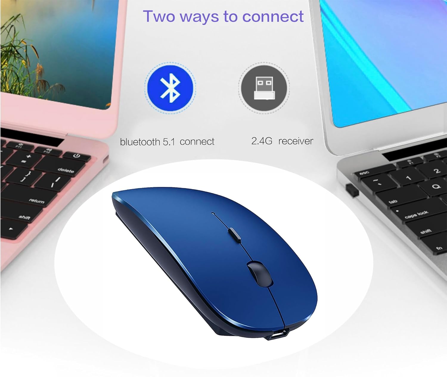 PEIBO PEIBO Bluetooth Wireless Mouse: Perfect for Mac, Windows, iPad & Chromebook - Fast, Reliable & Stylish! - View 4 of 8