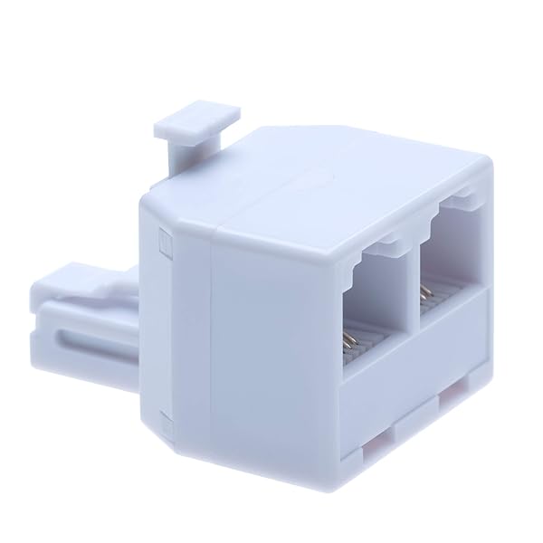 Keple RJ11 Adapter & 2-Way Splitter: Universal Phone Coupler for Landline & Broadband | 4 Wire Converter | White - View 3 of 6