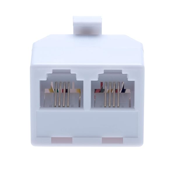 Keple RJ11 Adapter & 2-Way Splitter: Universal Phone Coupler for Landline & Broadband | 4 Wire Converter | White - View 4 of 6