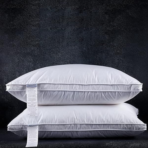 Damome Damome Goose Feathers Down Pillows for Sleeping 2 Pack Queen Size White Bed Pillow Inserts 100 Cotton Cover Ideal for All Sleepers - View 2 of 9