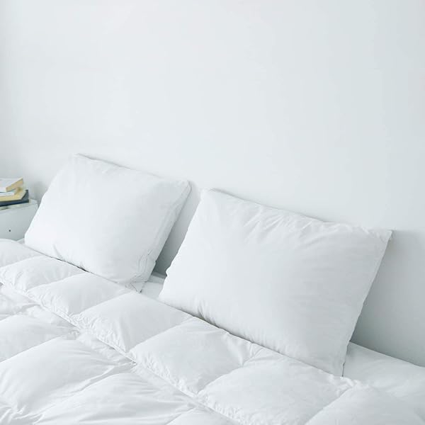 Damome Damome Goose Feathers Down Pillows for Sleeping 2 Pack Queen Size White Bed Pillow Inserts 100 Cotton Cover Ideal for All Sleepers - View 9 of 9