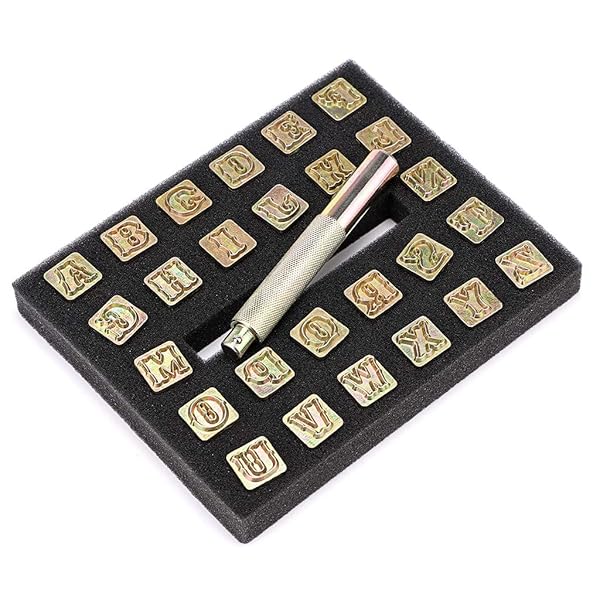 OwnMy OwnMy Capital Letters Stamp Set, 1/2Â” / 13mm Alphabet Stamp Tools Set Leather Craft Stamping Tools Leather Art Craft Tool (13mm - 27pcs) - View 9 of 9