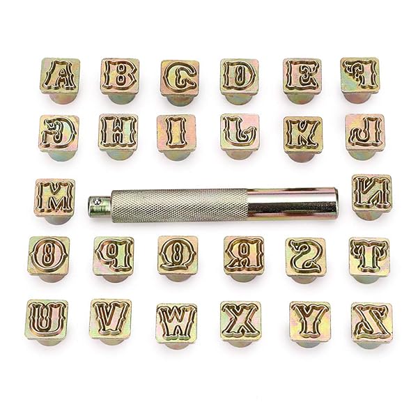 OwnMy OwnMy Capital Letters Stamp Set, 1/2Â” / 13mm Alphabet Stamp Tools Set Leather Craft Stamping Tools Leather Art Craft Tool (13mm - 27pcs) - View 2 of 9