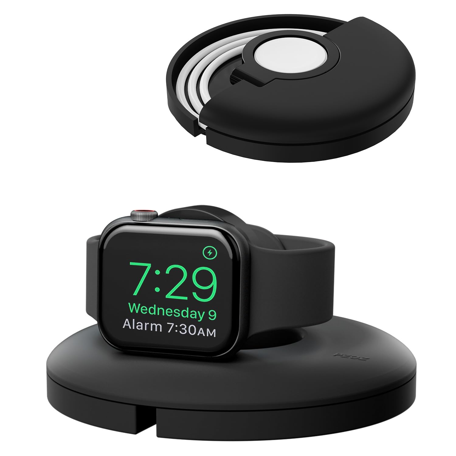 pzoz Portable PZOZ Charger Stand for Apple Watch - Cable Management Dock for Series Ultra, SE, 7-4, 49mm-41mm (Black)