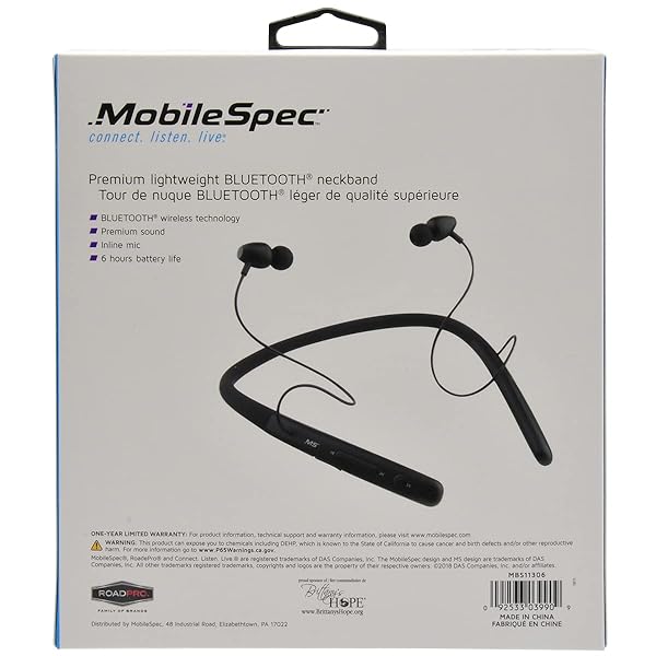Mobile Spec MobileSpec MBS11306 Premium Lightweight Bluetooth Neckband - Stylish Black Wireless Earphones - View 4 of 4