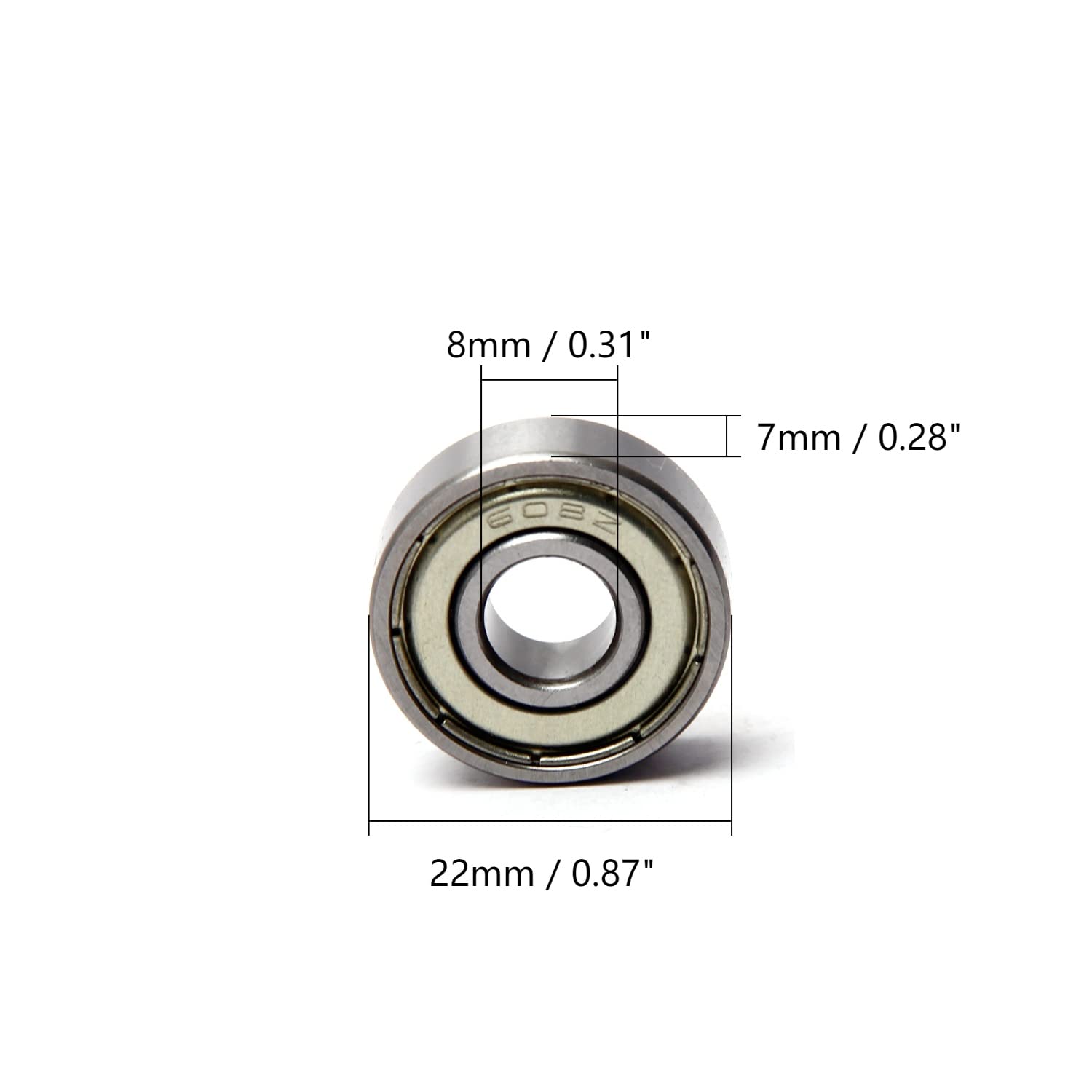 Othmro Othmro 608ZZ Deep Groove Ball Bearings 5Pcs 8x22x7mm Double Sealed Gcr15 for Scooters Dental Equipment Elevators and Ship Rudder Shafts - View 2 of 7