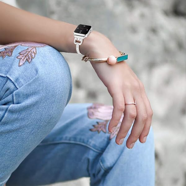 Mtozon Mtozon Bling Bands for Apple Watch 40mm 38mm Stylish Rhinestone Bracelet for Women Compatible with iWatch Series 5 4 3 2 1 Silver - View 6 of 8